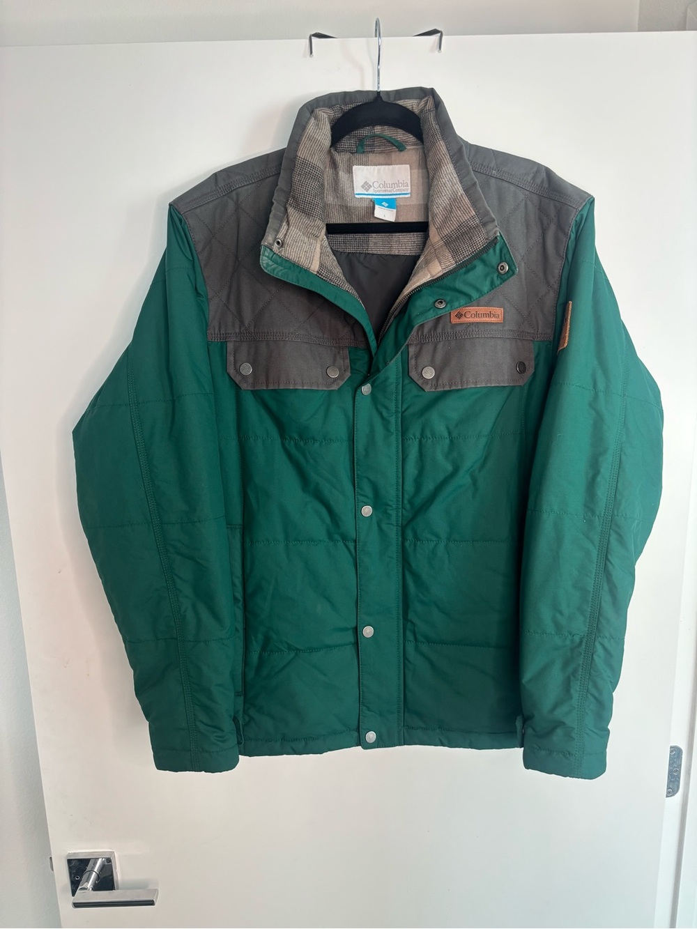 Columbia Green Jacket with Gray Shoulder Yoke